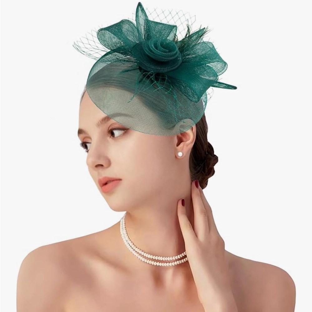 Chic Teal Fascinator with Floral Accent